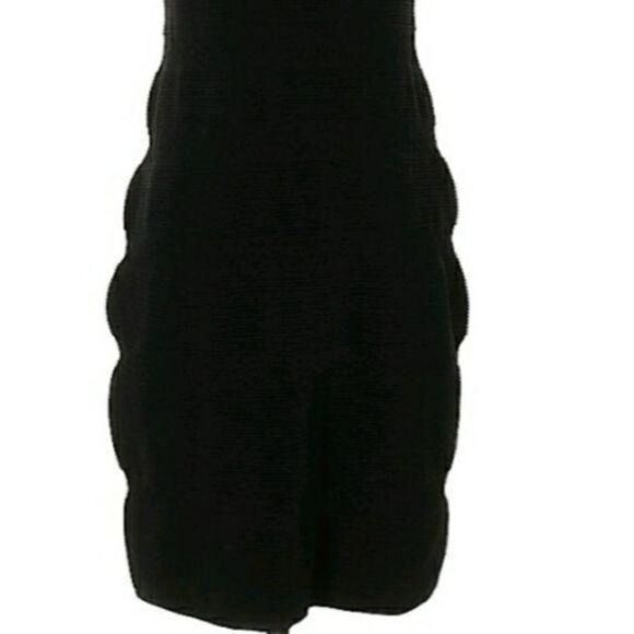 Carmen Marc Valvo Bodycon Bandage Rib Textured Knit Sleeveless Dress Black Sz XS - Picture 6 of 11